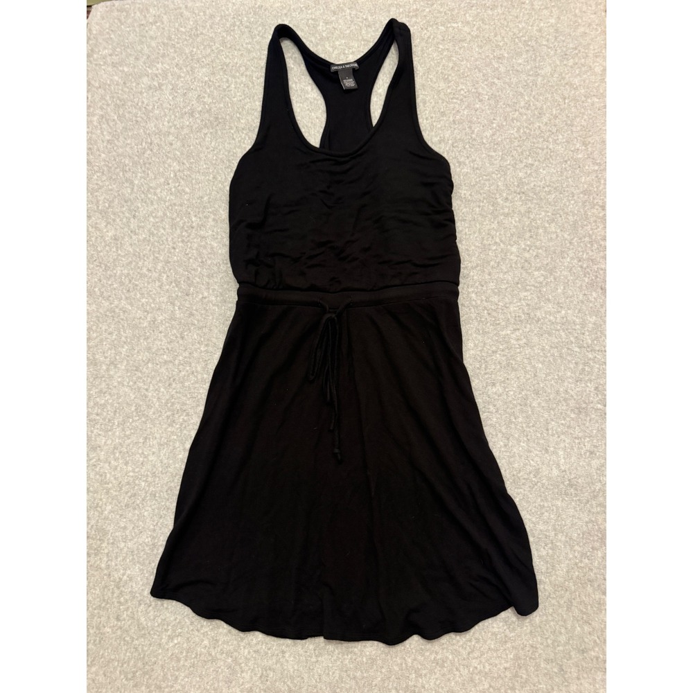 Chelsea & Theodore Black Racerback Drawstring Waist Knit Dress Small RN 93178